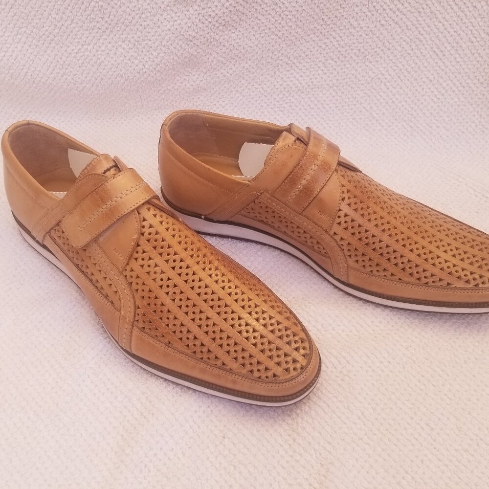 Men's New leather perforated loafers.